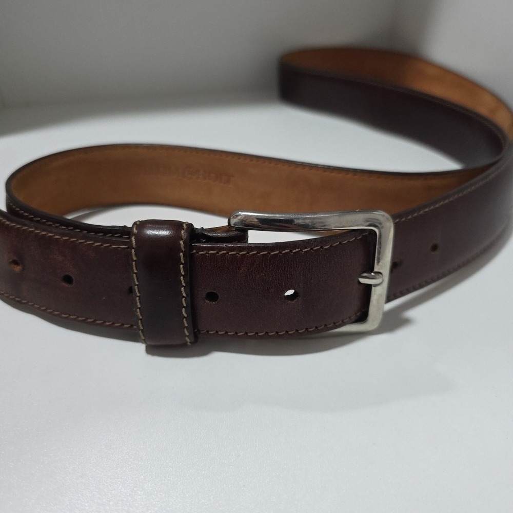 Fullum & Holt Style 06223 - Men's Brown Stitched Genuine Leather Belt-Sz 48/120 - Picture 2 of 10